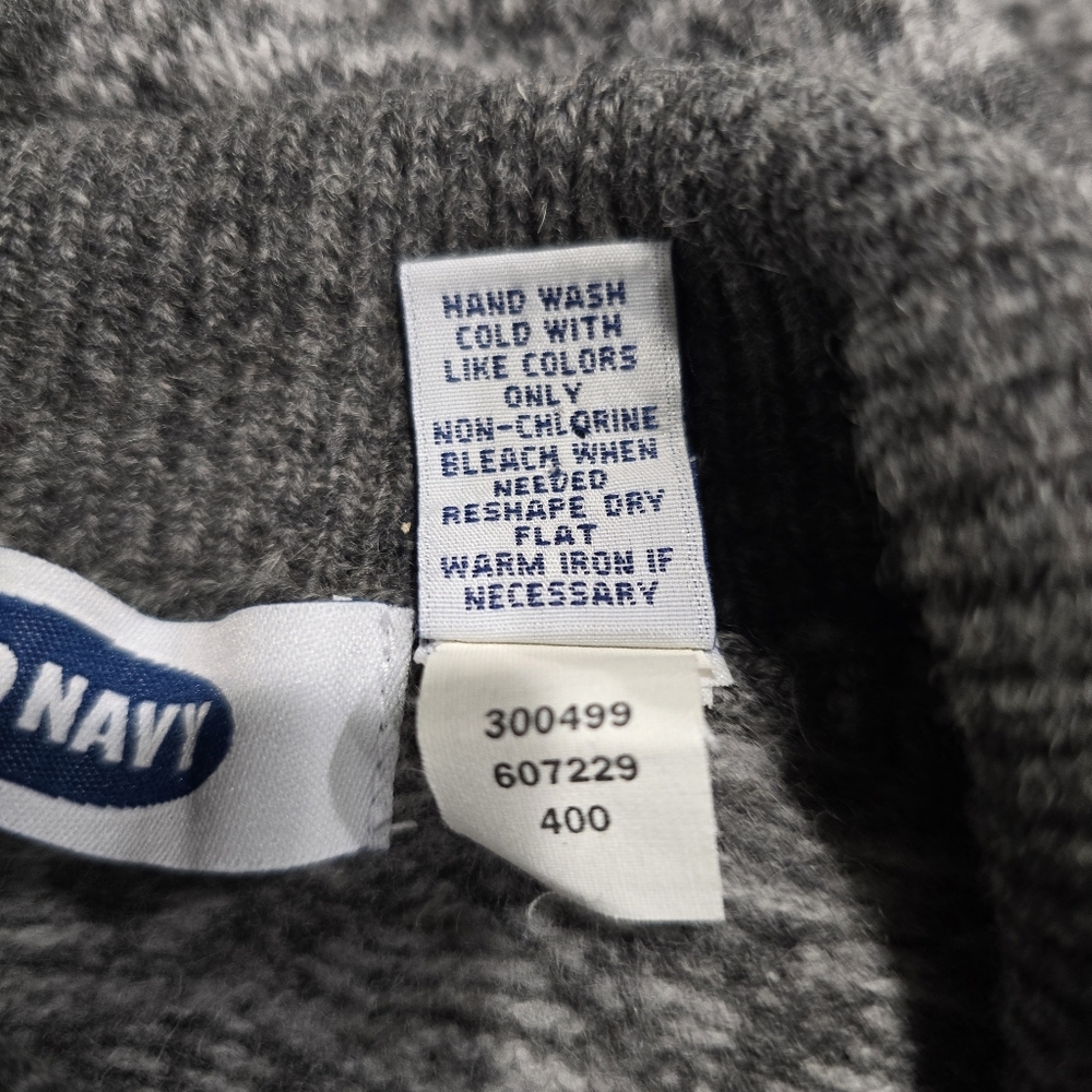 100% Lambswool Sweater Womens Sz L Old Navy Turtleneck Gray Orange Blue Stripes - Picture 8 of 9